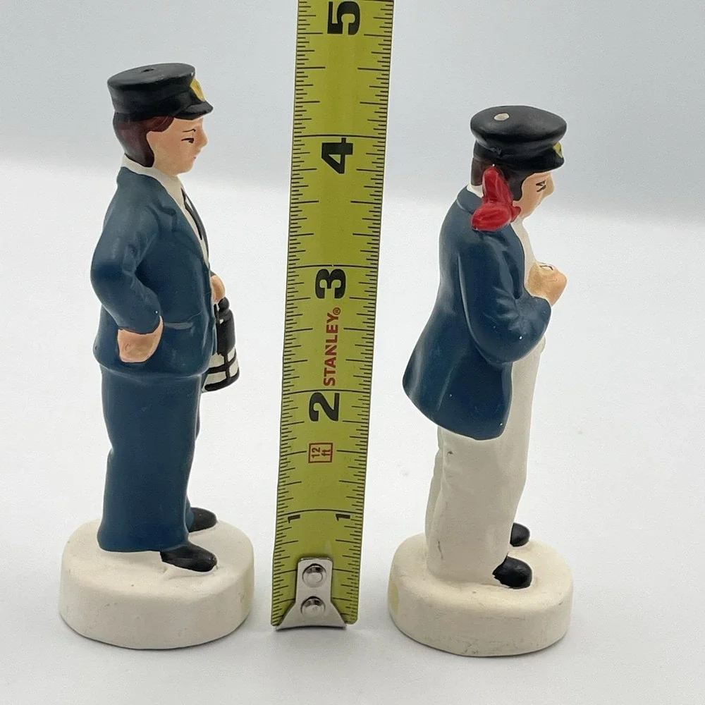 Vintage Japan Train Conductor Salt And Pepper Shakers Set Charles Products 1950s